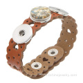 Heart Shape Leather Bracelet With Noosa Snap Button Band